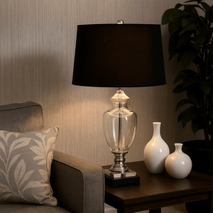 Table Lamps Glass Black Lamp with Black Shade