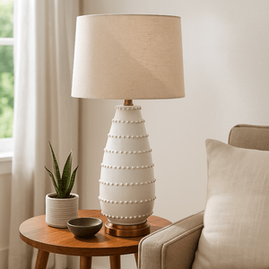 Table Lamps Grace White Table Lamp & Linen Shade