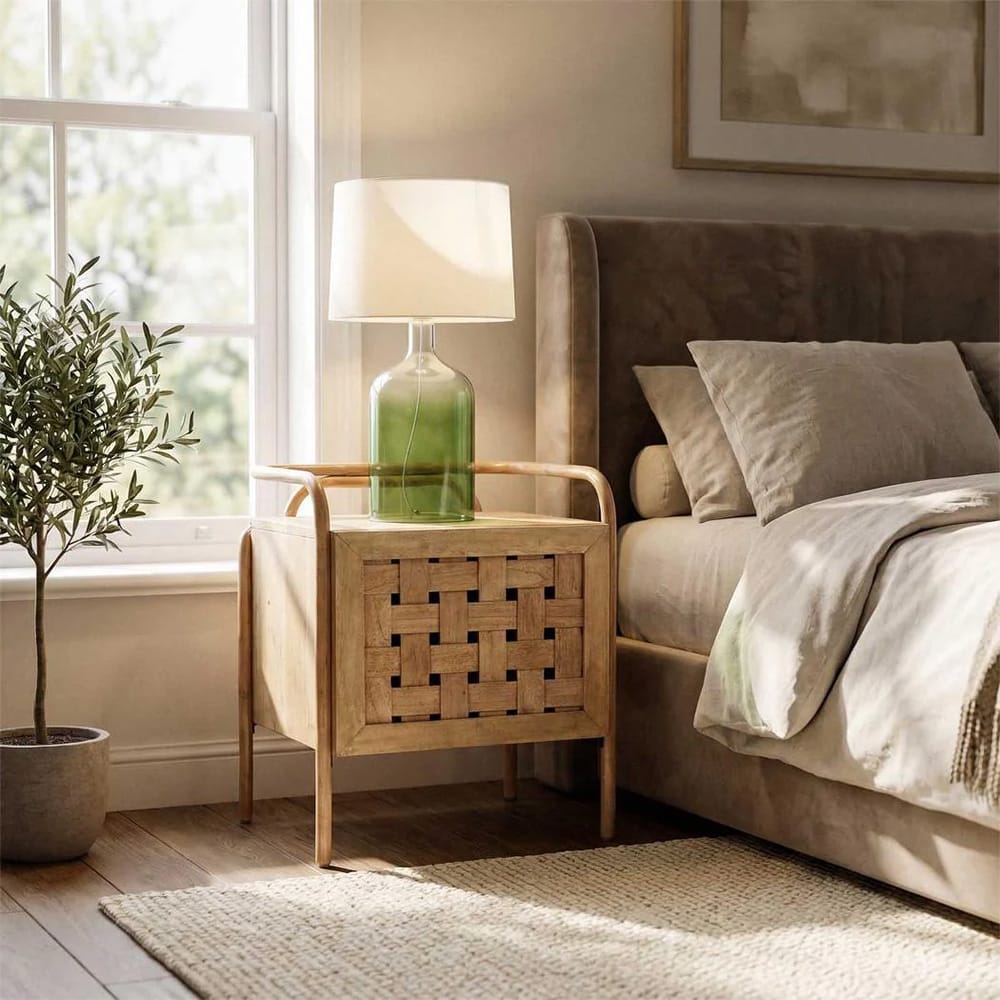 Table Lamps Henley Green Glass Table Lamp & White Shade (Excess Stock)