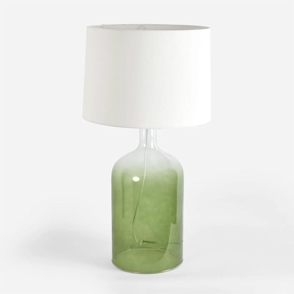Table Lamps Henley Green Glass Table Lamp & White Shade (Excess Stock)