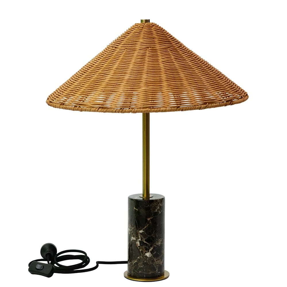 Table Lamps Hikari Marble Table Lamp with Rattan Shade