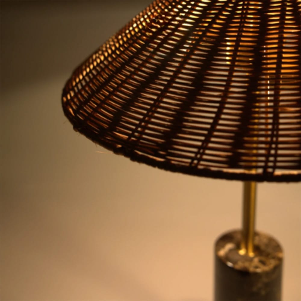 Table Lamps Hikari Marble Table Lamp with Rattan Shade