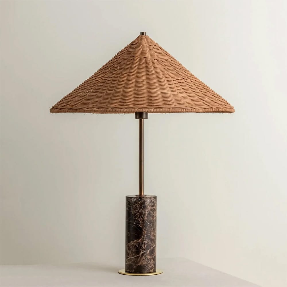 Table Lamps Hikari Marble Table Lamp with Rattan Shade