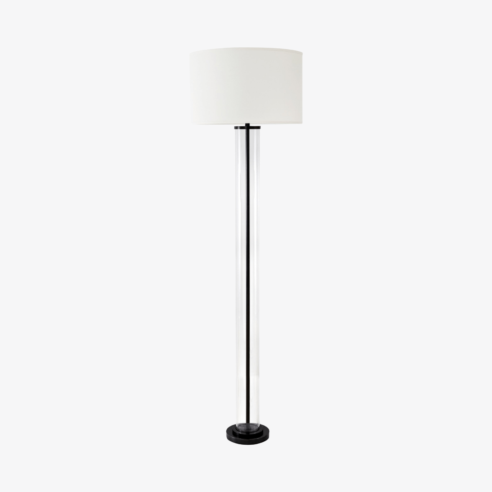 Black floor lamp with glass deals shade
