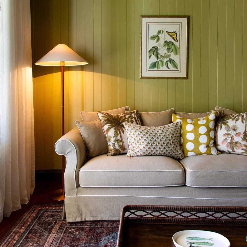 Floor Lamps Huntley Leather & Brass Floor Lamp & Linen Shade