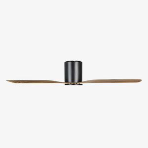 Without Light Iluka Hugger Ceiling Fan Black with Rustic Timber Blades