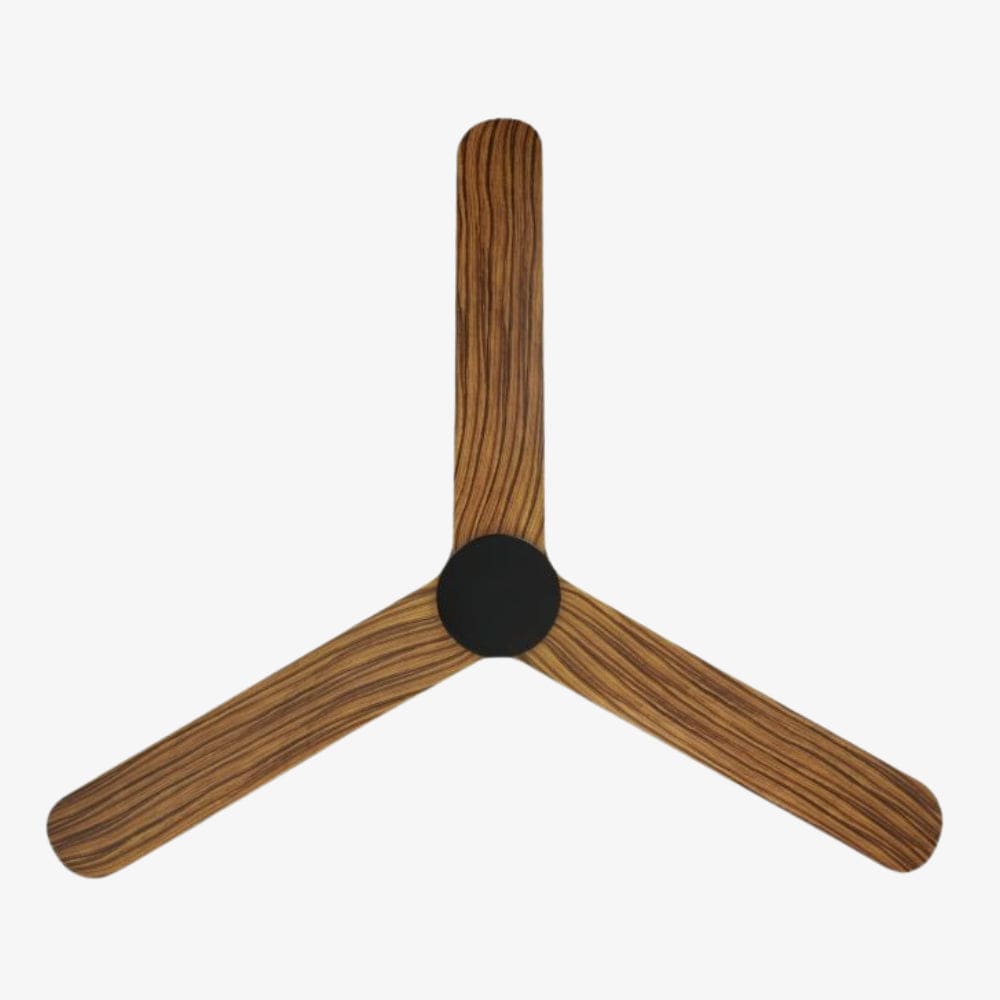 Without Light Iluka Hugger Ceiling Fan Black with Rustic Timber Blades