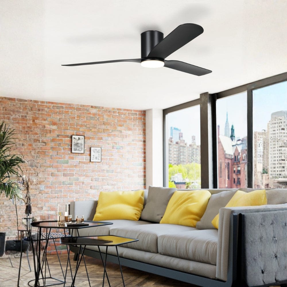 With Light Iluka Hugger Ceiling Fan Matte Black with Light