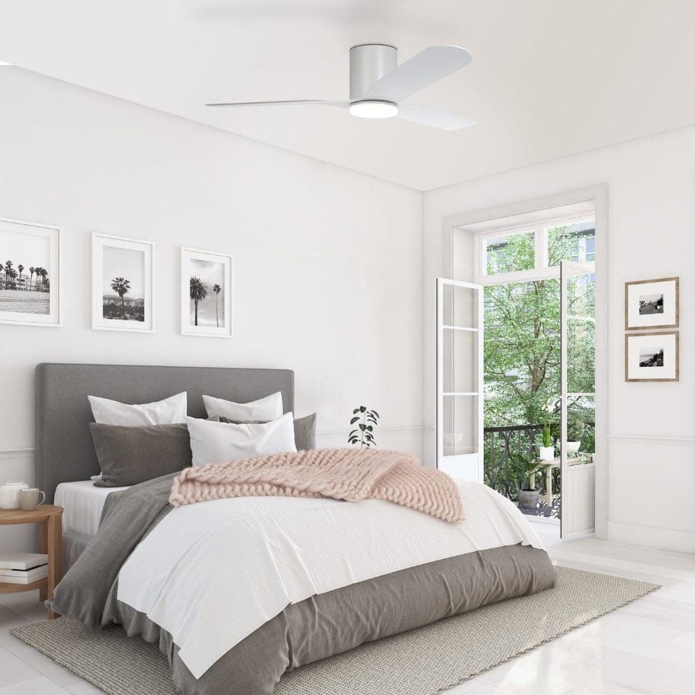 With Light Iluka Hugger Ceiling Fan Matte White with Light