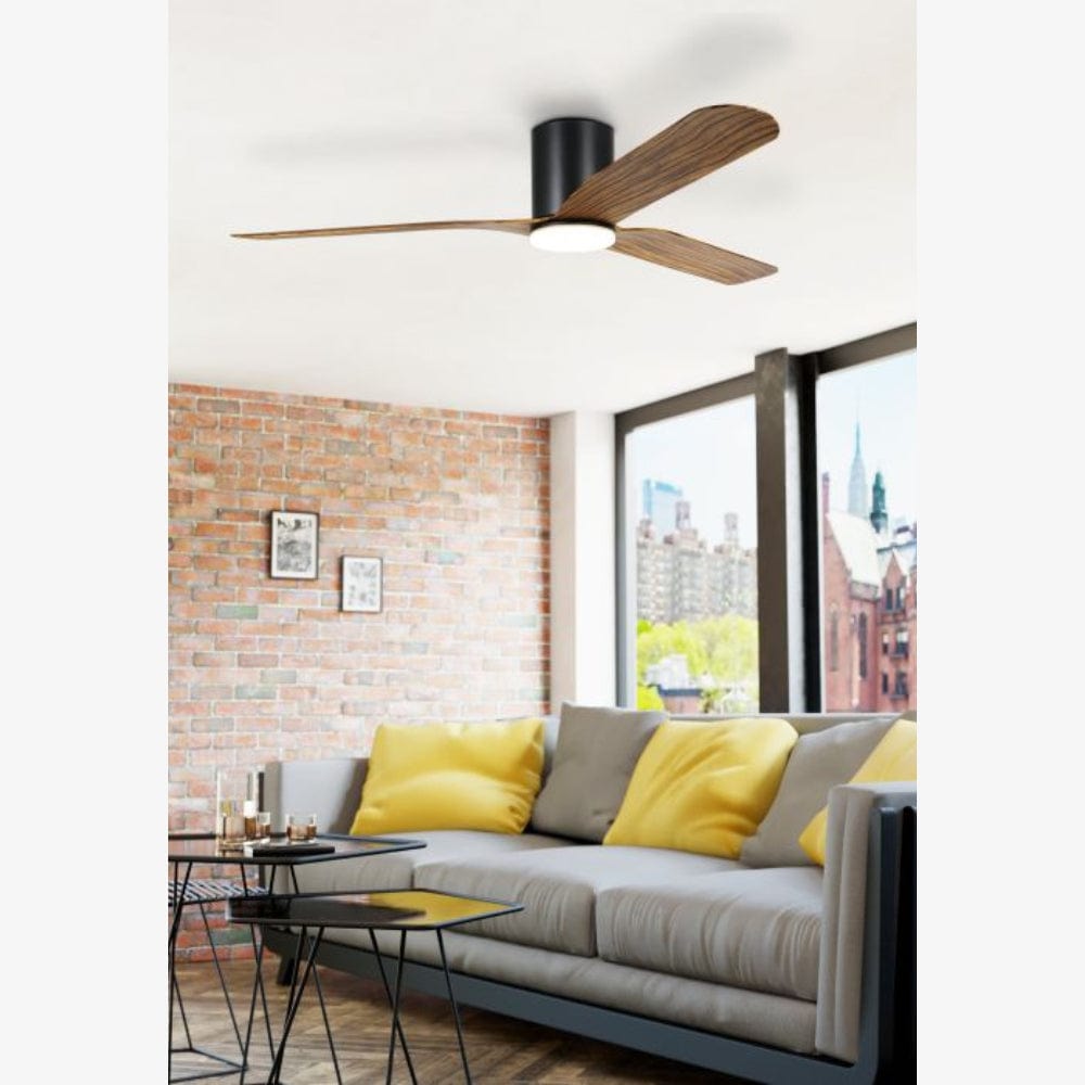 With Light Iluka Hugger Ceiling Fan Rustic Timber with Light