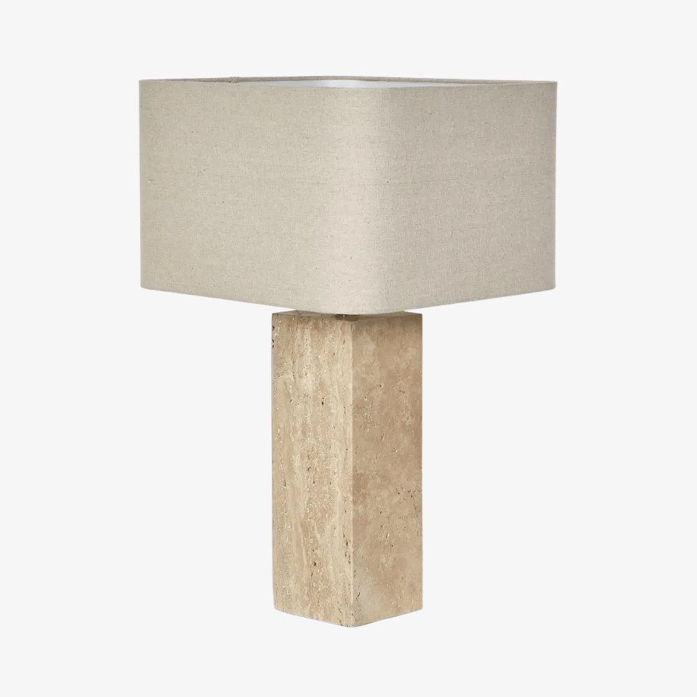 Table Lamps Imperial Travertine Table Lamp with Natural Linen Shade