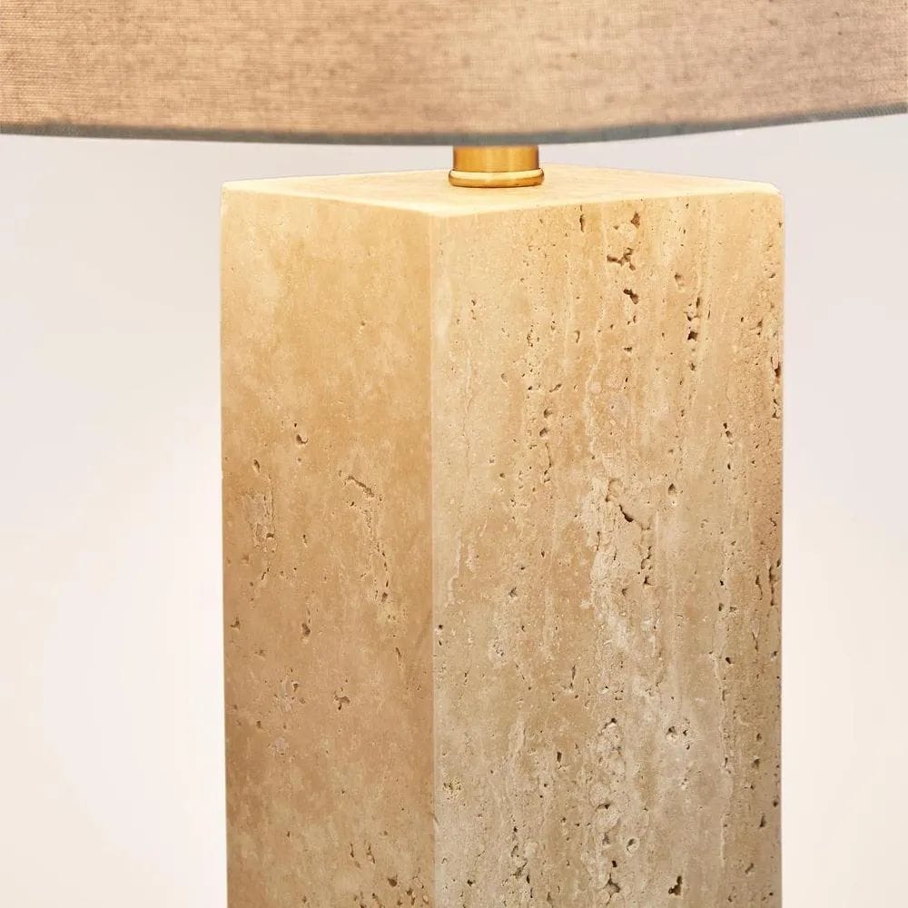 Table Lamps Imperial Travertine Table Lamp with Natural Linen Shade