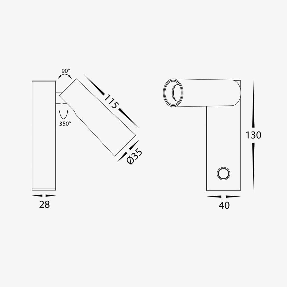 Interior Wall Light / Sconce Lesen Black Single Adjustable Wall Light