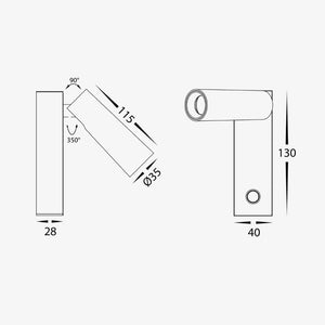 Interior Wall Light / Sconce Lesen Black Single Adjustable Wall Light