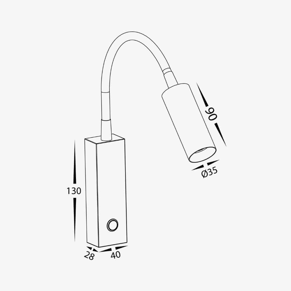 Interior Wall Light / Sconce Lesen Black Single Adjustable Wall Light with Flexible Arm