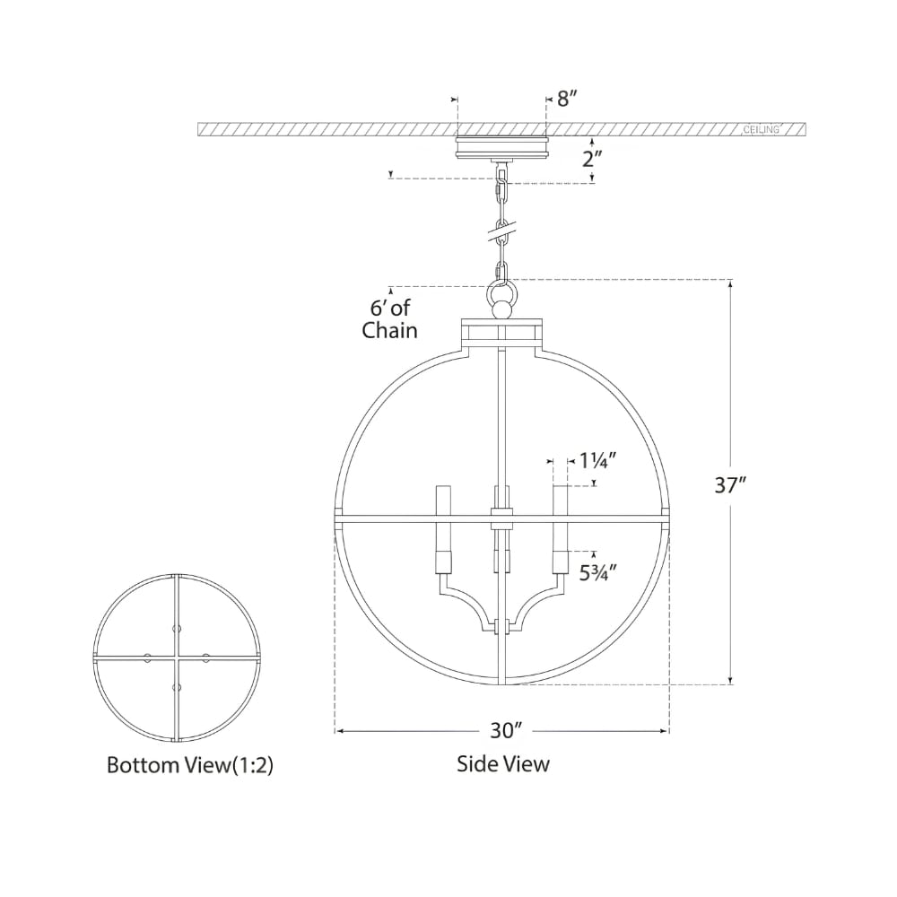 Interior Pendant Lexie 30" Globe Lantern