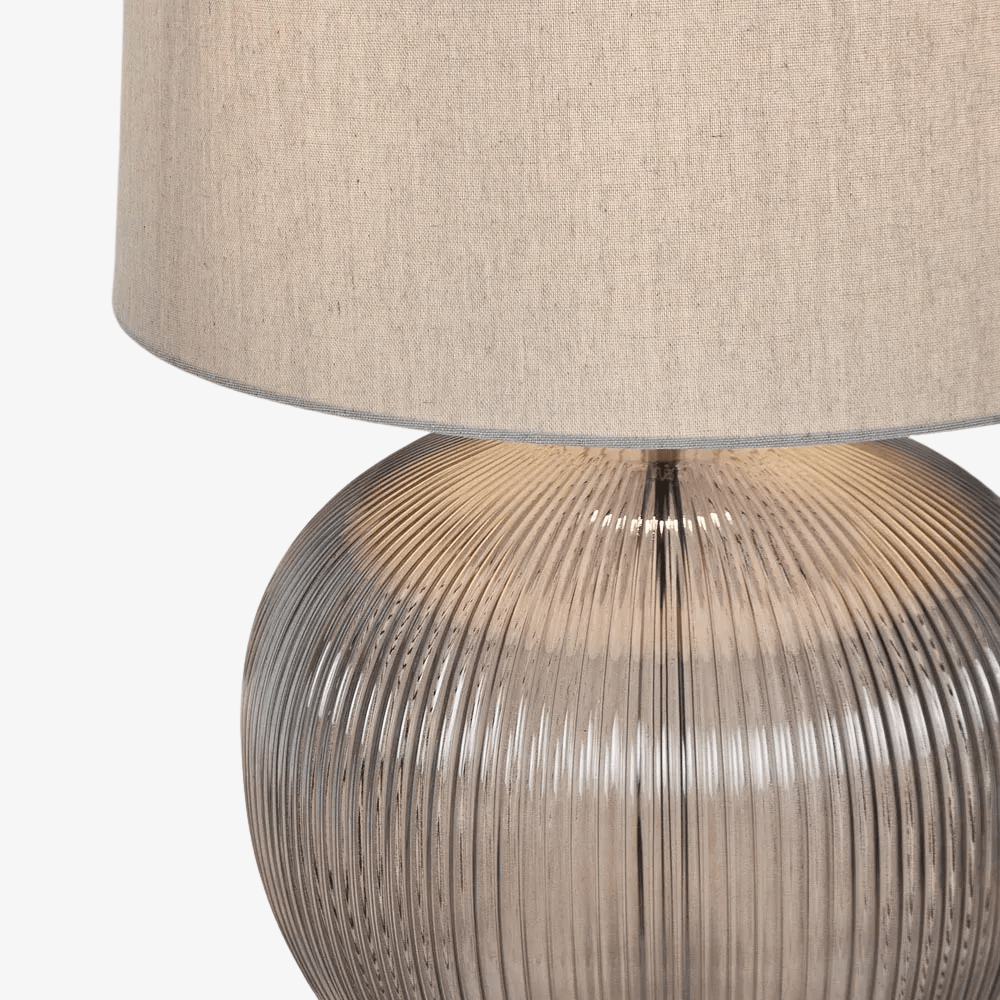 Table Lamps Linden Smoke Glass Table Lamp with Natural Linen Shade