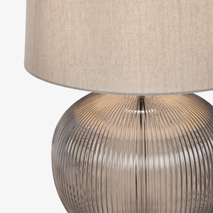 Table Lamps Linden Smoke Glass Table Lamp with Natural Linen Shade