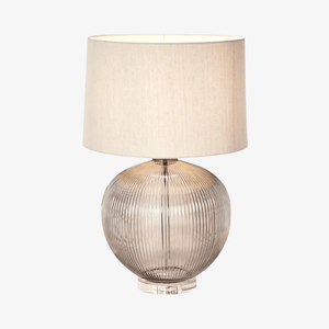 Table Lamps Linden Smoke Glass Table Lamp with Natural Linen Shade