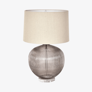 Table Lamps Linden Smoke Glass Table Lamp with Natural Linen Shade