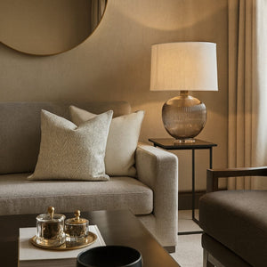 Table Lamps Linden Smoke Glass Table Lamp with Natural Linen Shade