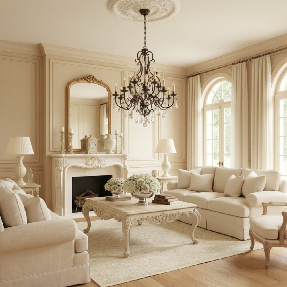 Chandelier Louis 15th Chandelier with Cream Candle Covers