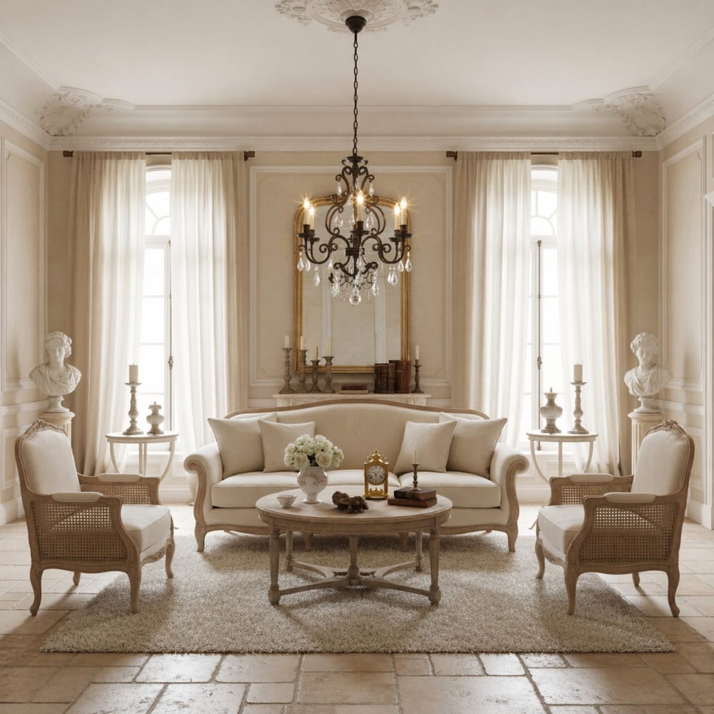 Chandelier Louis 15th Chandelier with White Candle Covers