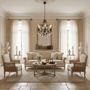 Chandelier Louis 15th Chandelier with White Candle Covers