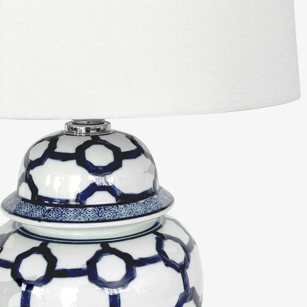 Table Lamps Lucca Blue & White Jar Shaped Lamp & Shade