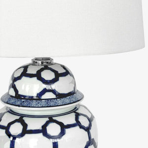 Table Lamps Lucca Blue & White Jar Shaped Lamp & Shade