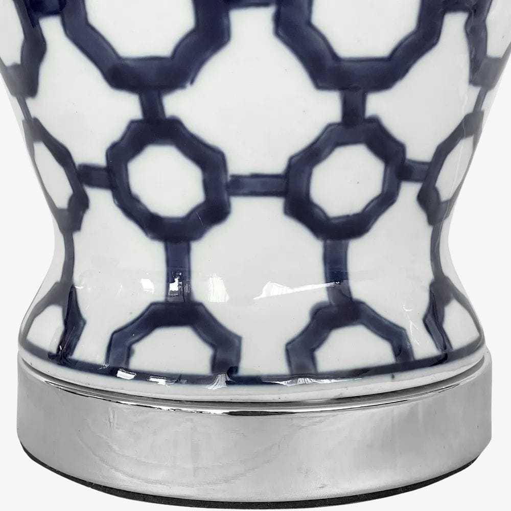 Table Lamps Lucca Blue & White Jar Shaped Lamp & Shade