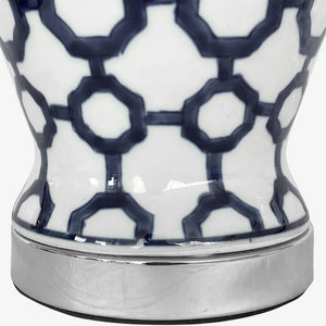 Table Lamps Lucca Blue & White Jar Shaped Lamp & Shade