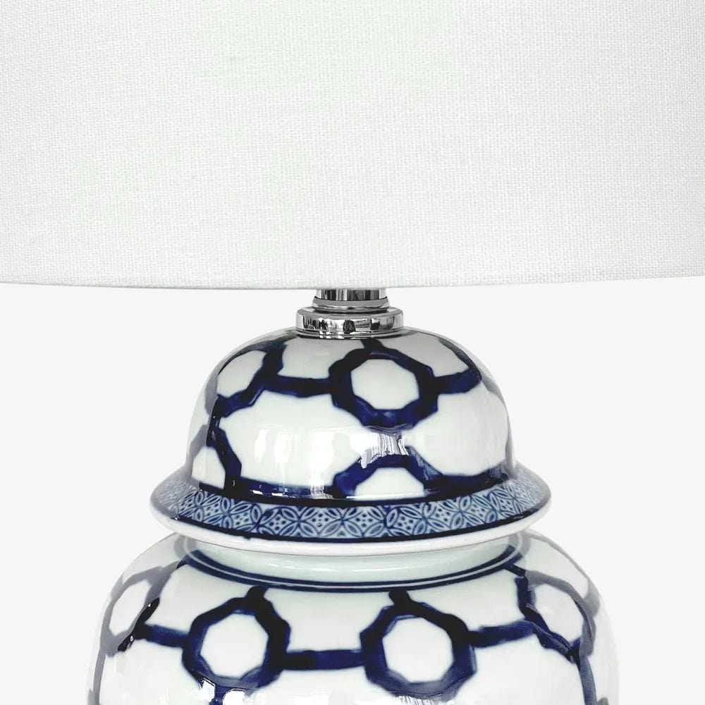 Table Lamps Lucca Blue & White Jar Shaped Lamp & Shade