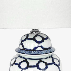 Table Lamps Lucca Blue & White Jar Shaped Lamp & Shade
