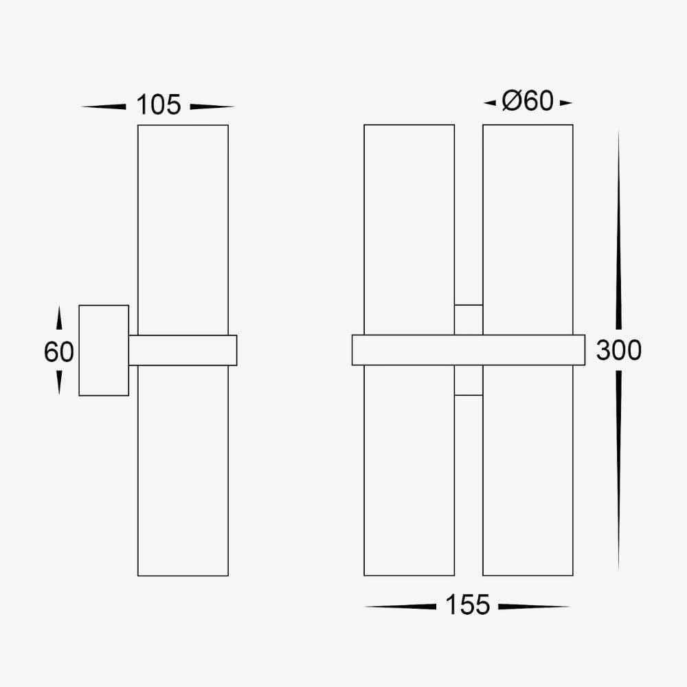 Exterior Wall Light Luz Solid Brass TRI Colour Double Up & Down Wall Pillar Lights