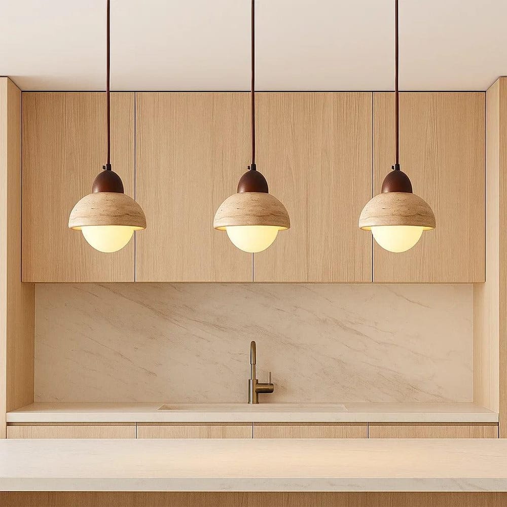 Interior Pendant Lyra Natural Stone & Wood Pendant Light