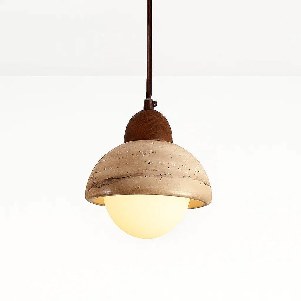 Interior Pendant Lyra Natural Stone & Wood Pendant Light
