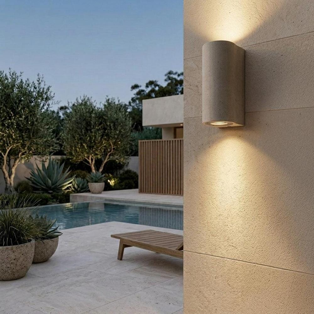 Exterior Wall Light Marmo Travertine Up/Down Outdoor Wall Light