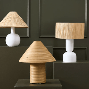 Table Lamps Marni Lamp Small White with Raffia Shade