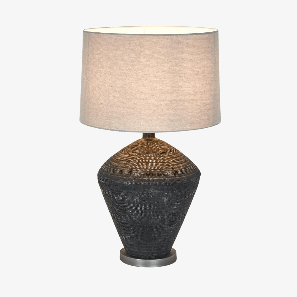 Table Lamps Meridien Black Lamp with Natural Linen Shade