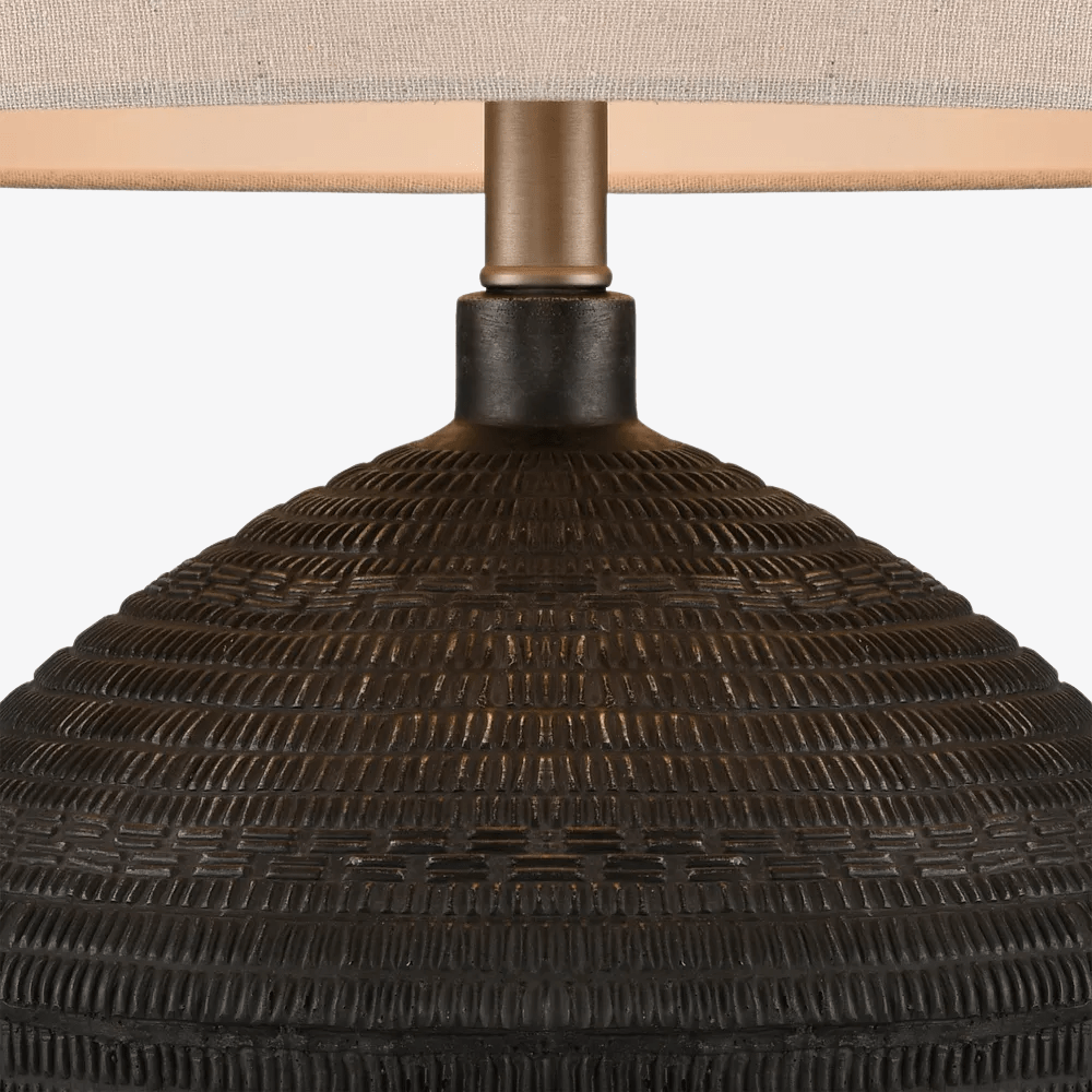 Table Lamps Meridien Black Lamp with Natural Linen Shade