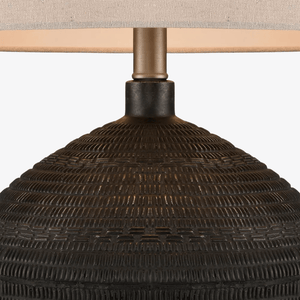 Table Lamps Meridien Black Lamp with Natural Linen Shade