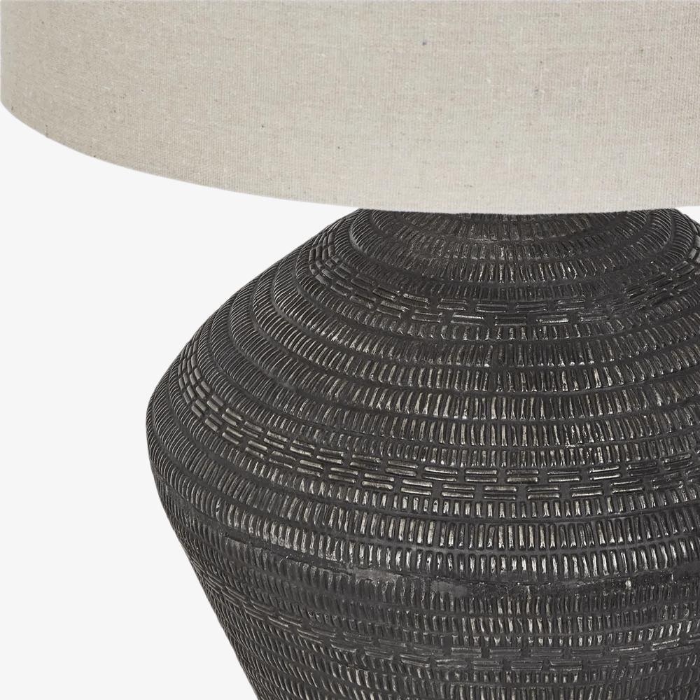 Table Lamps Meridien Black Lamp with Natural Linen Shade