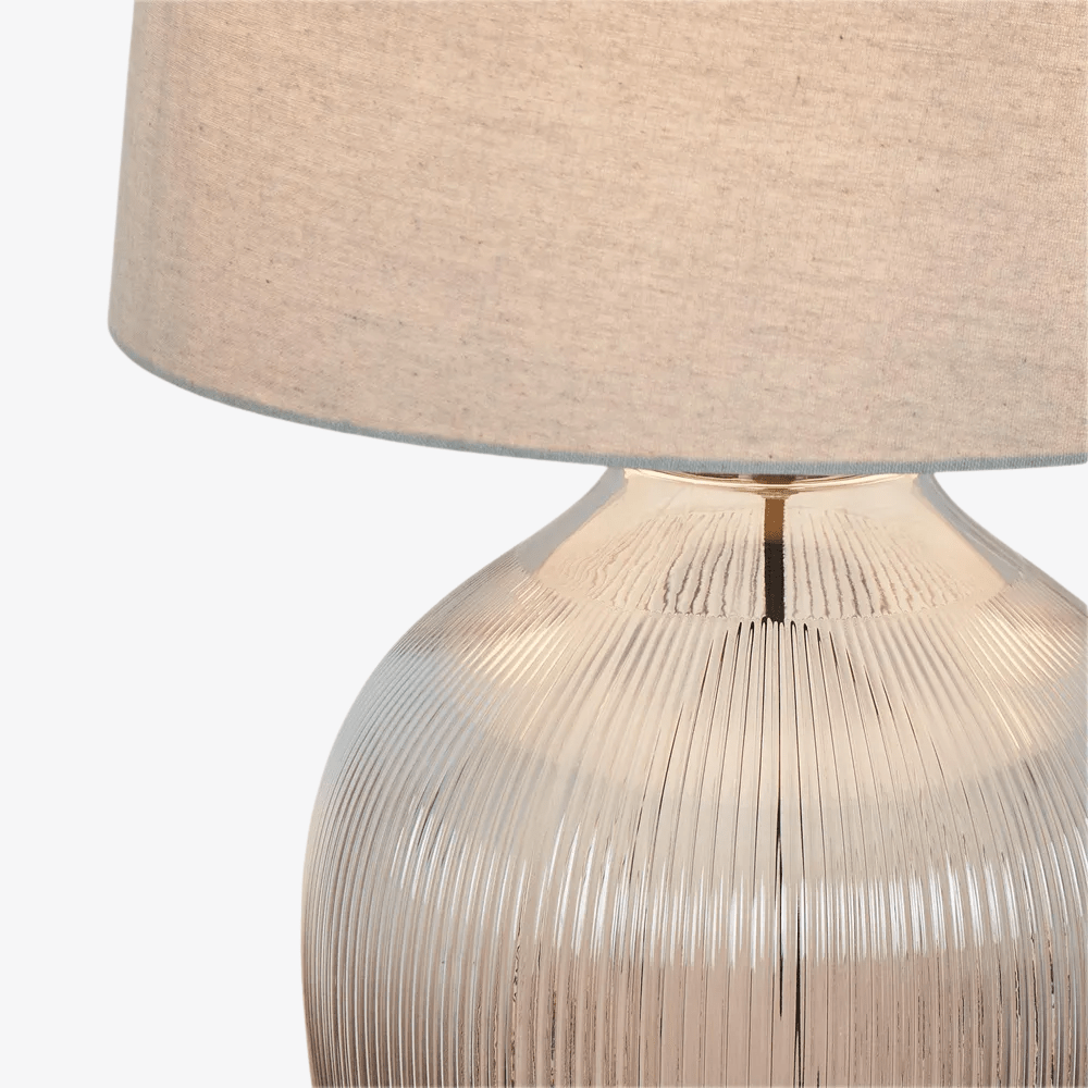 Table Lamps Misty Glass Table Lamp with Natural Linen Shade