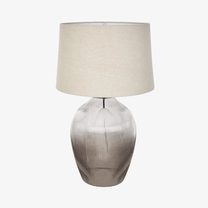 Table Lamps Misty Glass Table Lamp with Natural Linen Shade