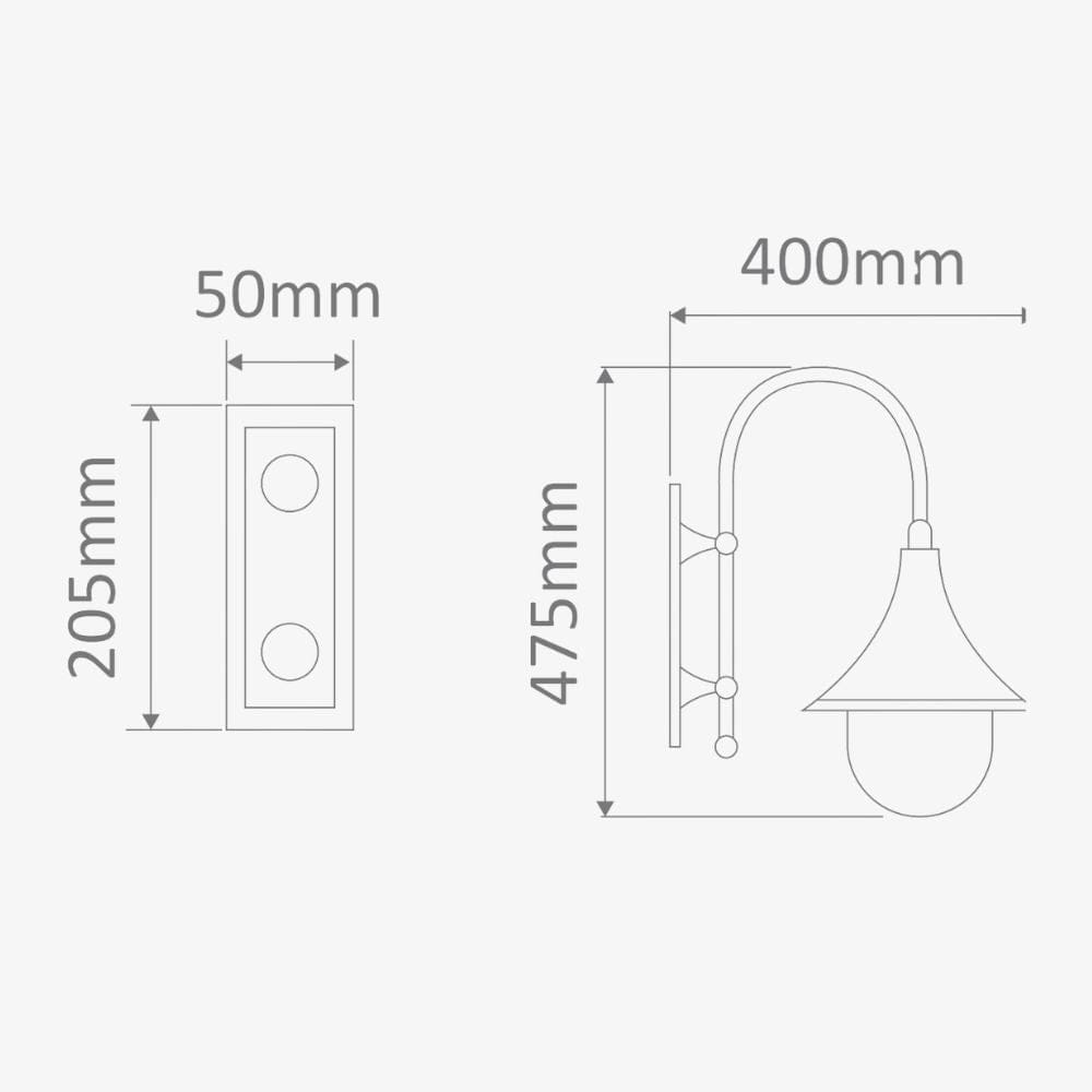 Exterior Wall Light Monaco Curved Arm Downward Post Bracket
