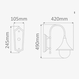 Exterior Wall Light Monaco Curved Arm Downward Wall Light