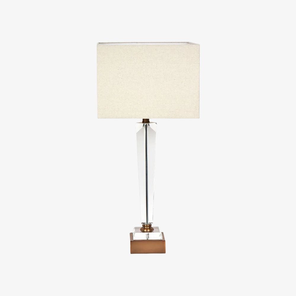 Table Lamps Monument Hand Cut Crystal Lamp & Natural Linen Shade