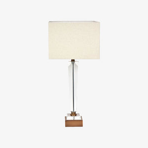 Table Lamps Monument Hand Cut Crystal Lamp & Natural Linen Shade