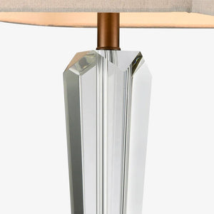 Table Lamps Monument Hand Cut Crystal Lamp & Natural Linen Shade